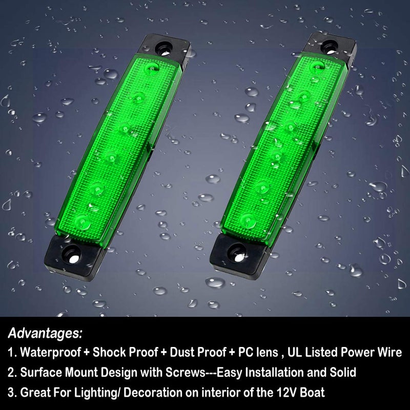 Shangyuan Marine Lights - 10PCS Green LED Interior Lights for Deck, Transom, Cockpit, Yacht, Fishing, Pontoon, Sailboat, Kayak, Bass Boat - 12v Waterproof - Image 4